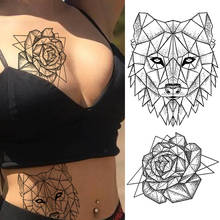 Black Wolf Lion Temporary Tattoos Sticker Dot Pattern Fake Geometric Flower Tattoos For Adult Fashion Body Art Chest Arm Tattoos 2024 - buy cheap