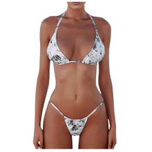 Bikini con estampado transparente, bañador Sexy con Tanga, conjunto de Bikini Bandeau separado, traje de baño brasileño con Push-Up y correa transparente, 2020 2024 - compra barato