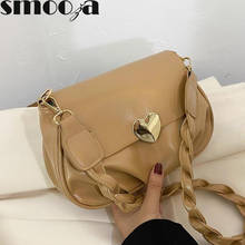 SMOOZA Retro Women Messenger Bag Female Pu Leather Casual Handbag 2022 New Fashion Folds Braided Handle Trendy Shoulder Bags 2024 - buy cheap