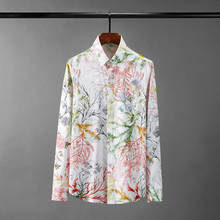 Minglu-camisas 100% de algodón para hombre, camisas de manga larga de alta calidad con estampado Digital de algas marinas, camisas de vestir ajustadas para fiesta, 4xl 2024 - compra barato