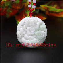 Natural White Chinese Jade Manjusri Bodhisattva Pendant Necklace Charm Jewellery Carved Amulet Fashion Accessories Gifts Women 2024 - buy cheap