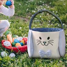 New Cute Rabbit Cartoon Rabbit Design Bowknot Canvas Bucket Bags Handbag Basket Party Easter Supply Gift Storage Boxs 2024 - buy cheap
