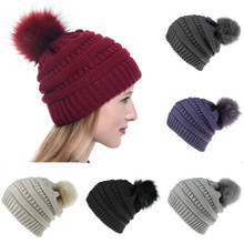 fur ball cap pom poms winter hat for women girl 's hat knitted beanies cap brand new thick female cap 2024 - buy cheap