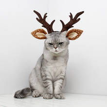 Diadema con orejas de alce para mascota, Nueva Jersey de cuello redondo para disfraz de niño, disfraz de Antler, fiesta de año nuevo, sombrero de gato o gato, 2019 2024 - compra barato
