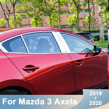 Tira de capa para janela de carro, de aço inoxidável, para mazda 3 axela 2019 2020, acessórios adesivos de guarnição 2024 - compre barato