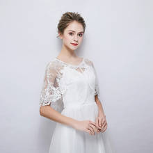 2020 Women Bridal Bolero Lace Appliqued Crystal Beaded Shawls Wedding Jacket Cloak 2024 - buy cheap