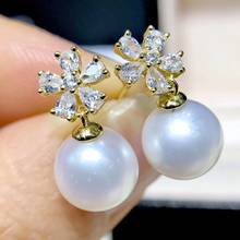 Diseño de flores pendientes de plata de ley 925 accesorios de montaje piezas de joyería para perlas Coral Jade ágata piedras 2024 - compra barato