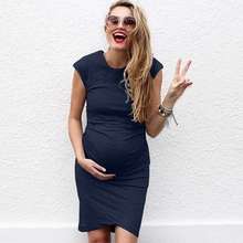 New Fashion Women Maternity Dress Sleeveless Pregnancy Dress Solid Round Neck Bodycon Dress Creative Pregnant Women Dresses 2024 - buy cheap