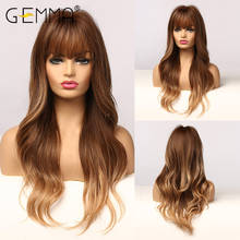 GEMMA Long Ombre Brown Wigs With Bangs Heat Resistant Synthetic Wavy Cosplay Wigs for Women African American Natural Fake Hair 2024 - buy cheap