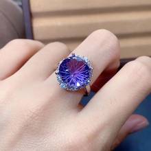 luxurious pretty Sunflower big ronnd 12*12mm Natural amethyst  gem Ring Natural Citrine ring 925 silver women girl gift Jewelry 2024 - buy cheap
