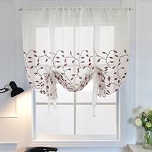 Polyester Flower Print Kitchen Valance Drape Short Curtain Window Living Room Bedroom Sheer Voile Curtains Home Decor 2024 - buy cheap