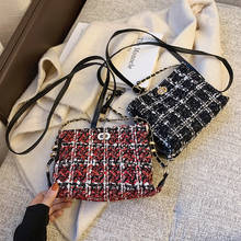 Vintage Women Woolen Messenger Bags Ladies Hasp Clutch Female Chain Shopping Fashion Plaid Pattern Shoulder Handbag 2024 - buy cheap