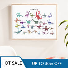 Pintura en lienzo de dinosaurio con alfabeto para pared, póster impreso ABC para aprender letras, decoración educativa para habitación de niños, guardería, aula 2024 - compra barato