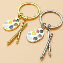 Art Painter Palette Oval Tool Brush Keychain Pendant Colorful Enamel-Draw Key Chain Ring Teacher Graduation Gift 2024 - buy cheap