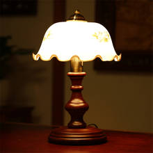 Luminária de mesa estilo americano, para o quarto, criativo, china, clássica, madeira sólida, quente, led 2024 - compre barato