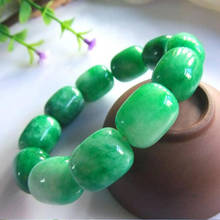 Natural Green jade beads Elastic  Bracelet Bangle Charm Jewellery Fashion Accessories Hand-Carved Man woman Luck Amulet Gift 2024 - buy cheap