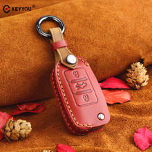 KEYYOU Leather Car Key Case For VW Volkswagen Polo Golf Passat Beetle Caddy T5 Eos Tiguan Skoda A5 SEAT Leon Flip Remote Cover 2024 - buy cheap