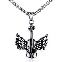 Stainless Steel Vintage Violin Music Pendant Necklace Wings Musical Instrument Violin Necklaces Gift For Children 2024 - buy cheap