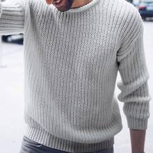 2021 Men Autumn Winter Solid Color O Neck Long Sleeve Knitted Sweater Pullover Top Men's Clothing 2024 - buy cheap