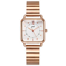 Relojes de vestir de lujo para mujer, relojes cuadrados de oro rosa a la moda, con diamantes de imitación, minimalismo Simple, reloj informal de negocios para mujer 2024 - compra barato