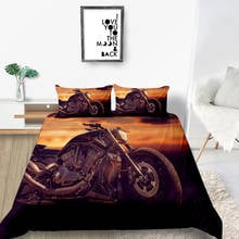 King Size Bedding Set Motorcycle Dusk Classic Fashionable Cool 3D Duvet Cover Queen Twin Full Single Double Comfortable Bed Set 2024 - buy cheap