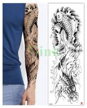 Tatuaje adhesivo impermeable para hombres y mujeres, tatuaje de brazo completo, tatuaje de transferencia al agua, Flash, tatuaje falso, Dragon King, Lotus Fish 2024 - compra barato