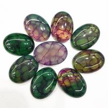 10pcs green agate stone beads cabochons oval shape 18x25mm crack stone diy jewelry finding and accessories wholesale price 2024 - buy cheap