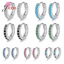 Hot Sale Simple Stylish Earrings for Female Femme Pure 925 Sterling Silver Round Circle Loop Clear Rhinestone Mirco Inlay Bijou 2024 - buy cheap