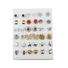 18 pares aleatoriamente design moda feminina senhora redonda estrela plástico strass flor de orelha brinco joias 2024 - compre barato