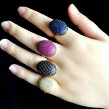 Luxury Oval Geometry Big Ring For Women Full Micro Pave Colorful Cubic Zircon Stone Dubai Punk Statement CZ Finger Rings Jewelry 2024 - buy cheap