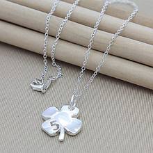 Colgante de plata 925 para mujer, collar con colgante de planta, flor de trébol de cuatro hojas, joyería de moda femenina, regalo de aniversario 2024 - compra barato