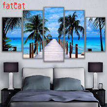 FATCAT-pintura de diamantes de paisaje de parque de elefantes de Bali, bordado de diamantes de imitación cuadrados y redondos, decoración, venta AE973, 5 piezas 2024 - compra barato