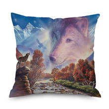 Animal wolf dolphin  Nordic short plush Pillow Case Polyester Decorative Throw Pillow Cover Square style-2 2024 - buy cheap