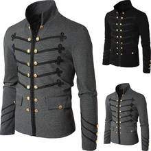 Chaqueta informal de otoño para hombres adultos, Blazer de traje Steampunk con doble botonadura, abrigo Vintage con cuello de punto, para otoño 2024 - compra barato