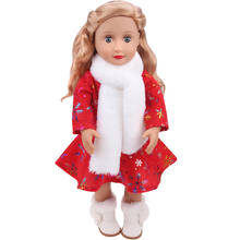 Boneca vermelho ano novo conjunto vestido vermelho + lenço branco caber 43 cm bonecas do bebê e 18 polegada menina bonecas roupas acessórios c739 2024 - compre barato