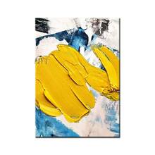 Желтый, синий, белый, серый, красивая абстрактная картина маслом, настенная живопись, домашний декор, картина, Современная на холсте, 100%, ручная роспись, без рамки 2024 - купить недорого
