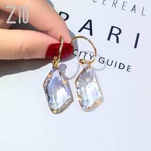 ZN-pendientes de gota geométricos para mujer, aretes de gota de cristal transparentes irregulares, pendientes llamativos, regalos de joyería 2024 - compra barato