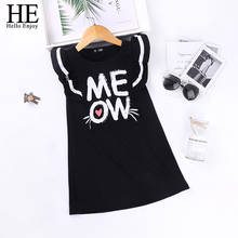 HE Hello Enjoy Girls Casual Straight Dresses Kids Baby Spring Summer Letter Print Vestidos Children Costumes Fashion Outfit 2021 2024 - buy cheap
