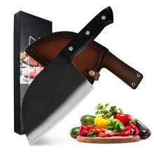 XYj Butcher Slaughter Knife 7 Inch High Carbon Steel Cleaver Chopping Knives Full Tang 3.8mm Thickness Chef Knife Sheath Box 2024 - buy cheap