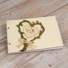 Livro de assinaturas personalizado com coração de coroa de casamento, livro de assinaturas em madeira vintage gravado, estilo rústico 2024 - compre barato