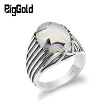 Natural Onyx Ring Man 925 Sterling Silver Big Stone Vintage Stripe Male Ring Turkish Handmade Jewelry for Husband Women Gift 2024 - buy cheap