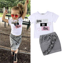 Toddler Kids Baby Girl Summer Clothes Set Cotton Short Sleeve White Tops T-shirt Short Mini Skirts Outfit Clothing Sets 2024 - buy cheap