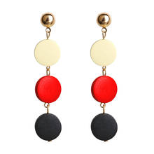 Antique Handmade Black and White Earrings Wooden Round Drop Dangling Earring for Women Acrylic Wood Tassel Long Earrings 2018 2024 - buy cheap