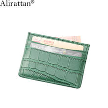 Alirattan New Crocodile Pattern ID Card Holder for Women 2021 Genuine Leather Wallet Customized Name Credit ID Card Wallet 2024 - buy cheap