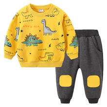 Kids Clothes Baby Boys Dinosaur Cartoon Tracksuit Tops Pants 2PCS Suits Children Boy Spring Autumn Outfits Girls Sets 1-6 Years 2024 - buy cheap