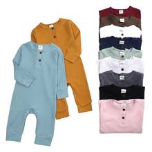 2021 New born Baby Boys Girls Solid Romper With Cotton Kids Girls Long Sleeve Ribbed Jumpsuit Spring Autumn Clothes 0-24M 2024 - buy cheap