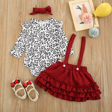 Baby girl clothes spring/autumn cotton leopard romper suspender lace skirt headwear 3 sets cute 0-1 baby girl suit newborn suit 2024 - buy cheap