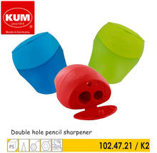 KUM-afilador de lápices de plástico de doble agujero, hoja de giro dinámico de alta dureza, color azul neón/rojo/verde, K2, alemán, 3 unidades 2024 - compra barato