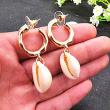 JCYMONG-pendientes de concha de mar para mujer, aretes llamativos de concha de Metal, Color dorado y plateado, joyería de playa, 13 estilos, 2019 2024 - compra barato