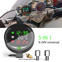 Medidor de temperatura del agua 5 en 1 para motocicleta, recargable por USB voltímetro de tiempo, LED, medidor de visión nocturna con Sensor de temperatura 2024 - compra barato